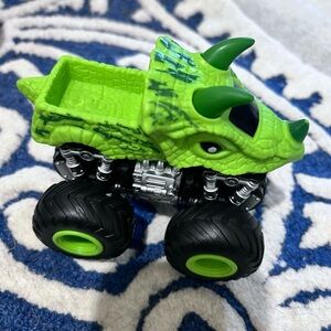 Vintage Pull Roll Back Green Dinosaur Monster Truck Toy GUC